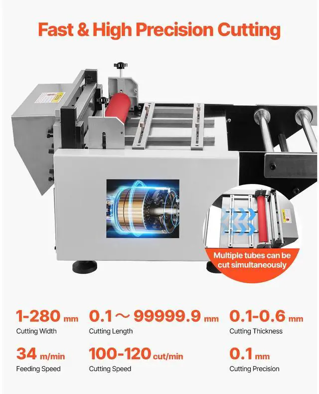 Alt view image 2 of 7 - Auto Heat-Shrink Tube Cutter, Automatic Pipe Cutting Machine with 1mm to 280mm Cutting Width, 0.1-0.6mm Cutting Thickness, Ideal for Non-Woven Fabric, PVC Film, Insulating Paper, Aluminum Foil
