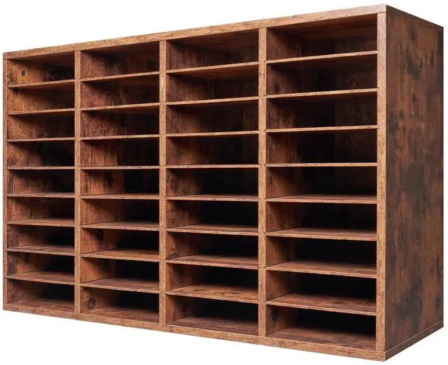 Alt view image 2 of 8 - VEVOR Literature Organizer, 36 Compartments Office Mailbox with Removable Shelves, Wood Mailbox Sorter Particle Board Office Home Classroom Storage, File Sorter for File, Document, Paper, Dark Brown