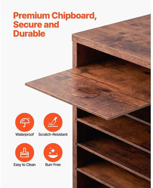 Alt view image 4 of 8 - VEVOR Literature Organizer, 36 Compartments Office Mailbox with Removable Shelves, Wood Mailbox Sorter Particle Board Office Home Classroom Storage, File Sorter for File, Document, Paper, Dark Brown