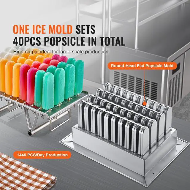 Alt view image 3 of 7 - Commercial Popsicle Machine, Single Mould Set - 40 PCS Ice Pops Making Machine, Stainless Steel Commercial Ice Lolly Maker, Ice Sticks Popsicle Machine for Bar, Cafes, Milktea Stores