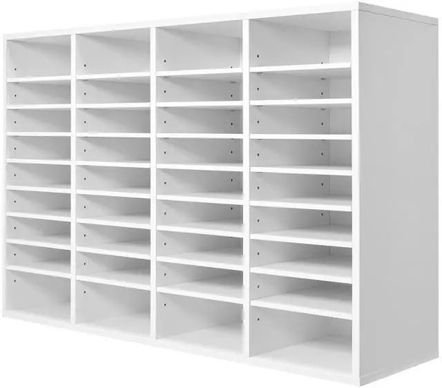 Alt view image 2 of 8 - VEVOR Literature Organizer, 36 Compartments Office Mailbox with Adjustable Shelves, Wooden Mailbox Sorter Medium Density Fiberboard Office Home Classroom Storage for Files, Documents, Papers, White