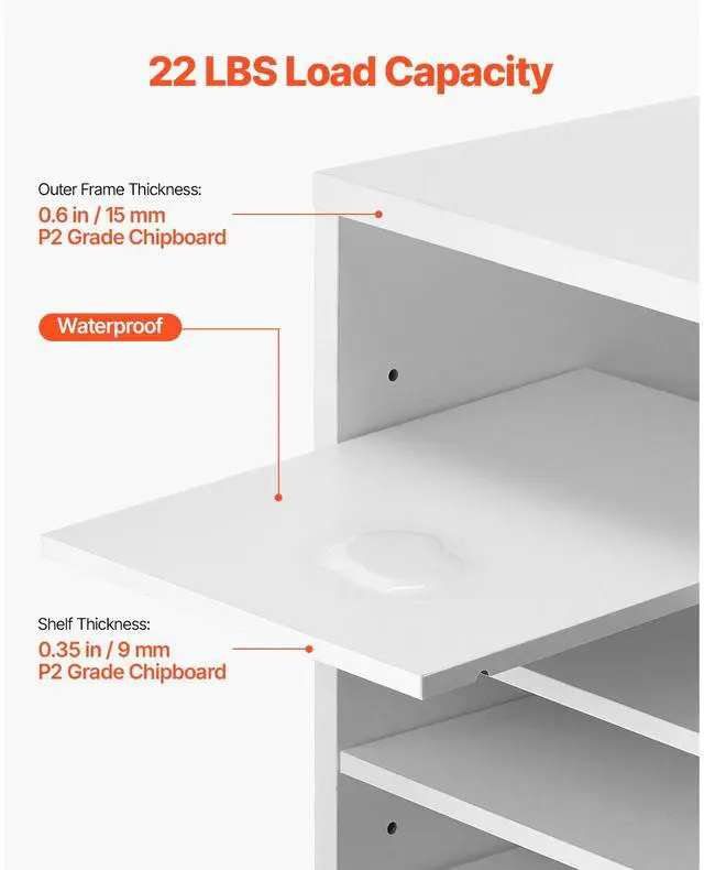 Alt view image 4 of 8 - VEVOR Literature Organizer, 36 Compartments Office Mailbox with Adjustable Shelves, Wooden Mailbox Sorter Medium Density Fiberboard Office Home Classroom Storage for Files, Documents, Papers, White
