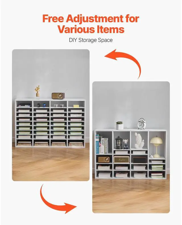 Alt view image 6 of 8 - VEVOR Literature Organizer, 36 Compartments Office Mailbox with Adjustable Shelves, Wooden Mailbox Sorter Medium Density Fiberboard Office Home Classroom Storage for Files, Documents, Papers, White