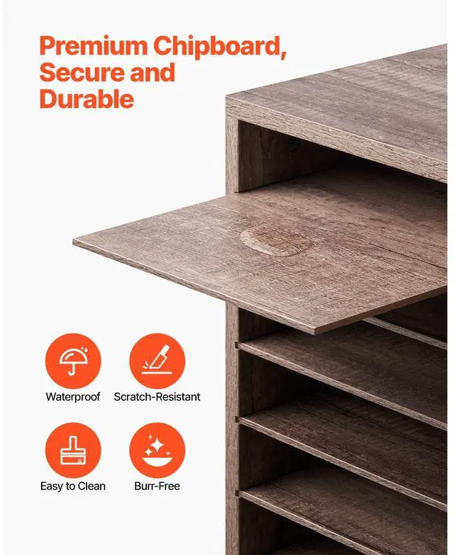 Alt view image 5 of 9 - VEVOR Literature Organizer, 27 Compartments Office Mailbox with Removable Shelves, Wood Mailbox Sorter Particle Board Office Home Classroom Storage, File Sorter for File, Document, Paper, Black-Grey