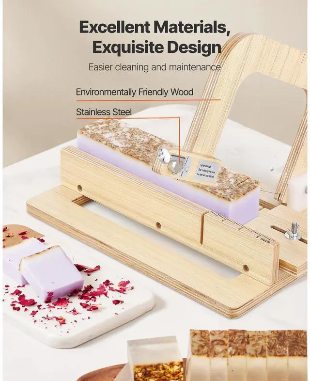 Alt view image 4 of 7 - Soap Cutter, 0-2 inch Adjustable Thickness, Wood Soap Slicer with Stainless Steel Adjustable Wire Tension, with Extra Wires, Multi Handmade Cutter for Candles, DIY Making Cutting Tool
