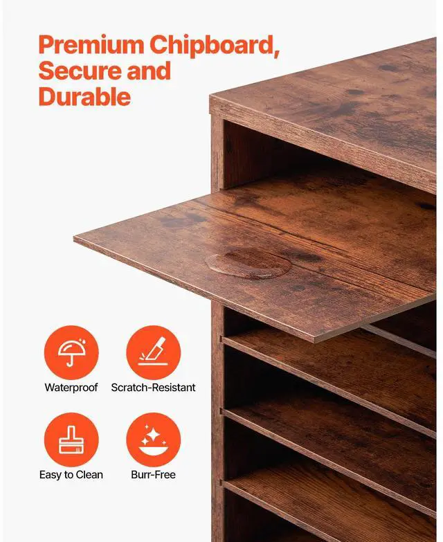 Alt view image 5 of 9 - VEVOR Literature Organizer, 24 Compartments Office Mailbox with Removable Shelves, Wooden Mailbox Sorter Particle Board Office Home Classroom Storage, File Sorter for Documents, Papers, Retro Brown