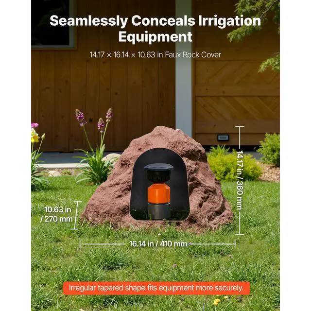 Alt view image 5 of 8 - VEVOR Faux Rock Cover, Outdoor Fake Rock Well Pump Cover, Realistic Natural Texture, Lightweight & Weather-Resistant Polyresin Artificial Boulder for Landscaping Garden Yard Décor, Brown, Small Size