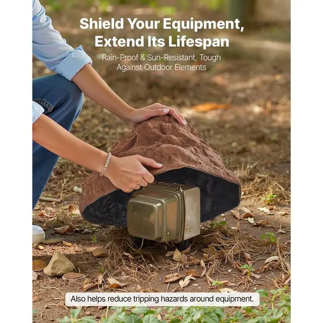 Alt view image 7 of 8 - VEVOR Faux Rock Cover, Outdoor Fake Rock Well Pump Cover, Realistic Natural Texture, Lightweight & Weather-Resistant Polyresin Artificial Boulder for Landscaping Garden Yard Décor, Brown, Small Size