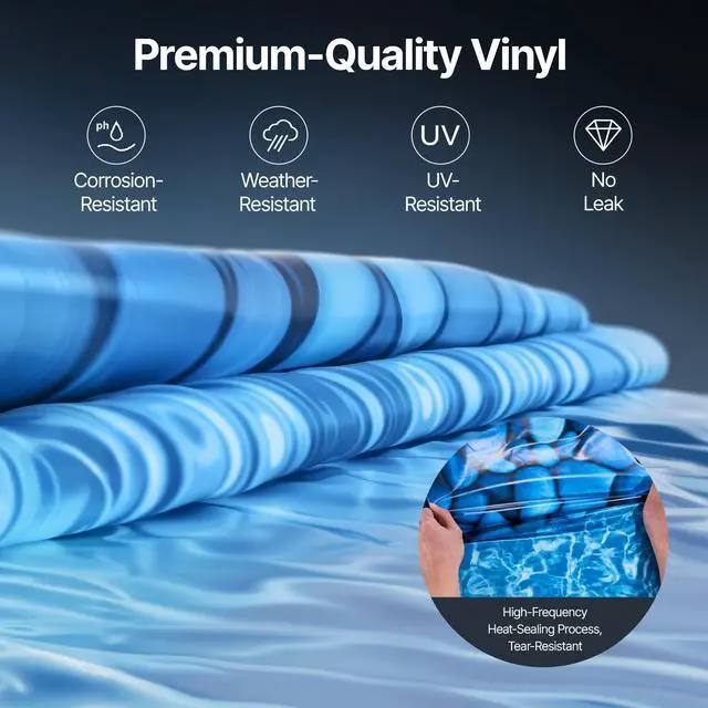 Alt view image 6 of 8 - VEVOR 15 x 30 ft Oval Pool Liner, Unibead Above Ground Pool Liners, 52in Wall Height, Durable Standard Gauge Vinyl, Designed for Steel Sided Above-Ground Swimming Pools
