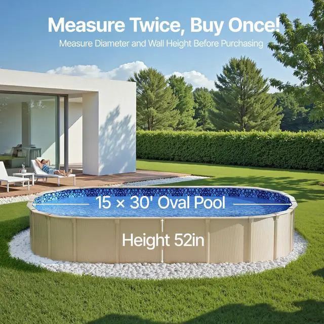Alt view image 4 of 8 - VEVOR 15 x 30 ft Oval Pool Liner, Unibead Above Ground Pool Liners, 52in Wall Height, Durable Standard Gauge Vinyl, Designed for Steel Sided Above-Ground Swimming Pools