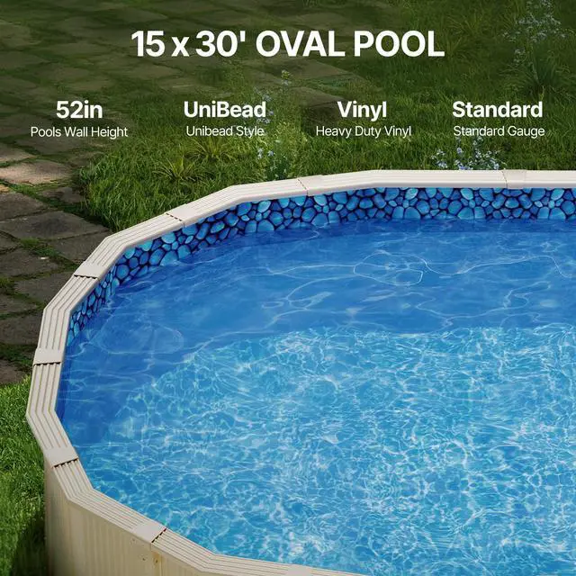 Alt view image 3 of 8 - VEVOR 15 x 30 ft Oval Pool Liner, Unibead Above Ground Pool Liners, 52in Wall Height, Durable Standard Gauge Vinyl, Designed for Steel Sided Above-Ground Swimming Pools