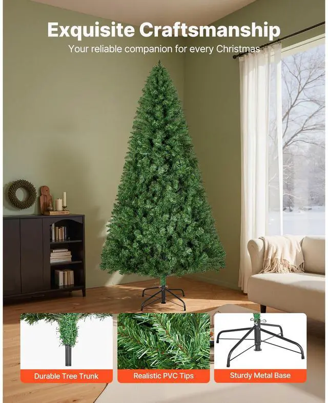 Alt view image 5 of 8 - VEVOR Christmas Tree, 7.2ft Artificial Xmas Tree, Full Holiday Decor Trees with 1346 Branch Tips & Sturdy Metal Base for Home Party Office Decoration