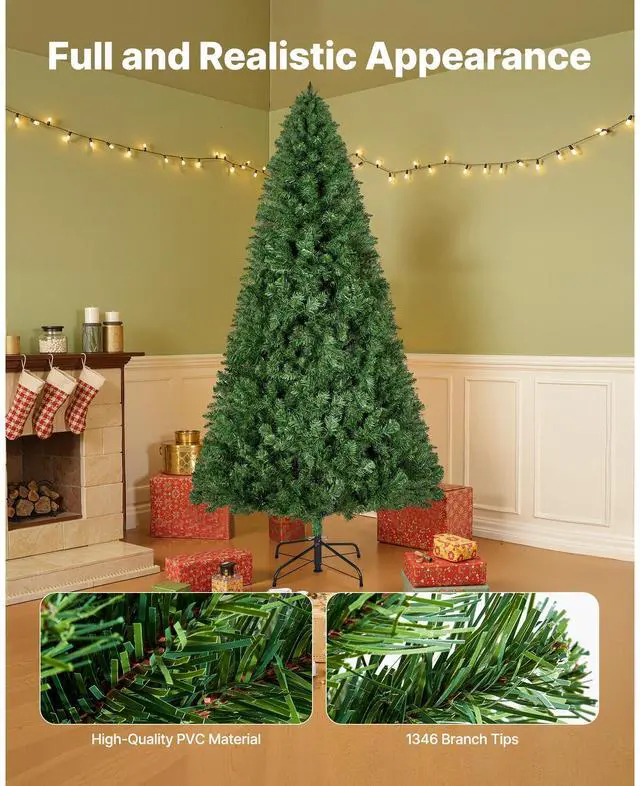 Alt view image 4 of 8 - VEVOR Christmas Tree, 7.2ft Artificial Xmas Tree, Full Holiday Decor Trees with 1346 Branch Tips & Sturdy Metal Base for Home Party Office Decoration