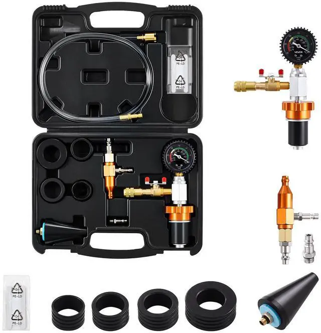 Alt view image 2 of 8 - VEVOR Radiator Vacuum Refill Kit, Automotives Cooling System Vacuum & Purge Fill Tool with Gauge, Portable Radiator Coolant Filling Kit with Toolbox, Universal Fit for Most Cars Vans SUVs and Trucks