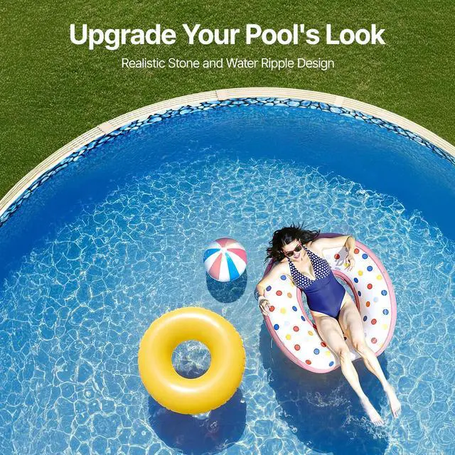 Alt view image 7 of 8 - VEVOR 18-ft Round Above Ground Pool Liner, Overlap Pool Liners, Standard Gauge Vinyl, 48-to-54inch Wall Height, Designed for Steel Sided Above-Ground Swimming Pools