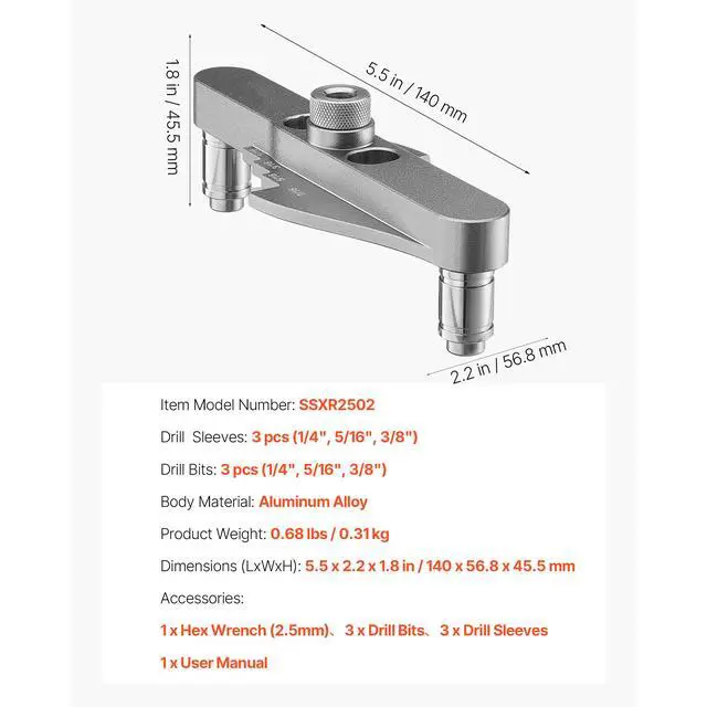 Alt view image 14 of 14 - Doweling Jig Kit Self Centering Dowel Drill Jig for Woodworking with Drill Bit
