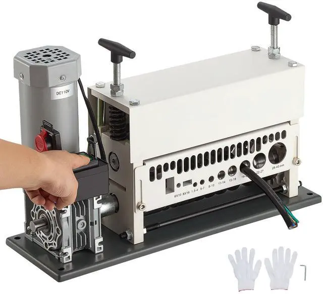 Main image of Electric Wire Stripper Machine, 0.06-1.57 in, 11 Channel Automatic Copper Cable Stripper,  370W Wire Stripper Tool with Manual Hand Crank Mode, Emergency Stop Button, for Scrap Copper Recycling