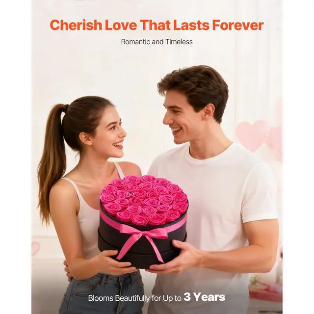 Alt view image 4 of 8 - VEVOR Forever Flowers, 27 Preserved Roses in a Box, Eternal Flowers Immortal Bouquet Birthday Present for Delivery Prime Women Her Wife Mothers, Anniversary, Valentine's Day,Christmas, Rose Red