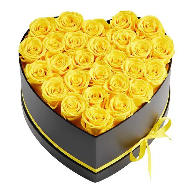 Alt view image 2 of 8 - VEVOR Forever Flowers, 27 Preserved Roses in a Heart Shape Box, Eternal Flowers Immortal Bouquet Birthday Present for Women Her Wife Mothers, Anniversary, Valentine's Day,Christmas, Yellow