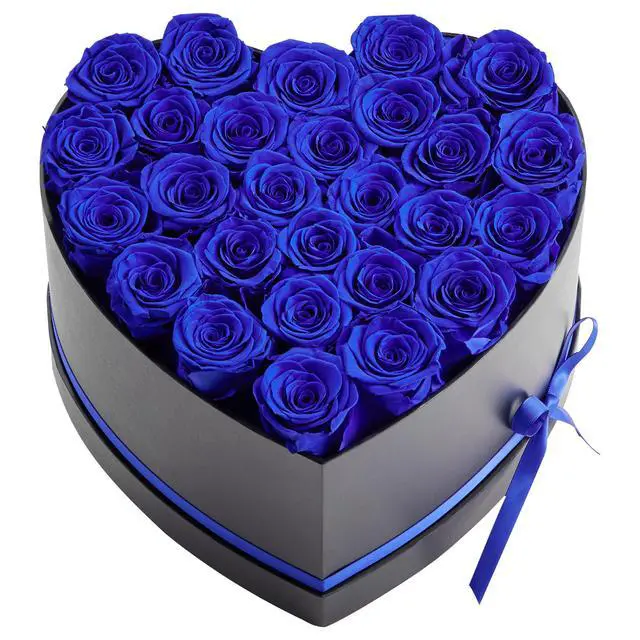 Alt view image 2 of 8 - VEVOR Forever Flowers, 27 Preserved Roses in a Heart Shape Box, Eternal Flowers Immortal Bouquet Birthday Present for Women Her Wife Mothers, Anniversary, Valentine's Day,Christmas, Royal Blue