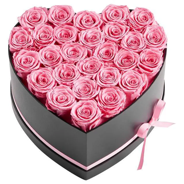 Alt view image 2 of 8 - VEVOR Forever Flowers, 27 Preserved Roses in a Heart Shape Box, Eternal Flowers Immortal Bouquet Birthday Present for Women Her Wife Mothers, Anniversary, Valentine's Day,Christmas, Pink