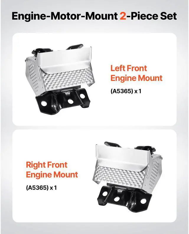 Alt view image 3 of 8 - VEVOR Engine Motor Mount Kit Replacement, Set of 2, Compatible with 20072013 Chevrolet Silverado 1500 5.3L V8, Replace OE# A5365, A5365, Secure Support, Left and Right Front Mounts