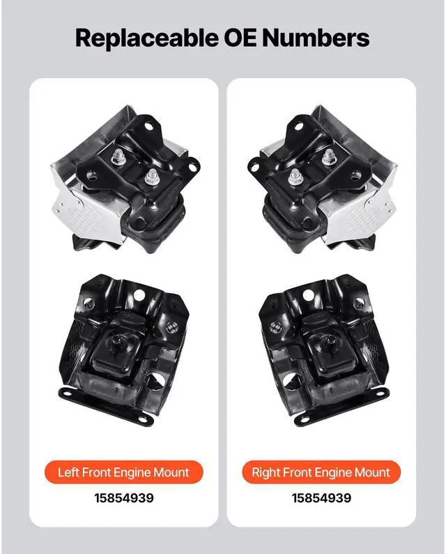 Alt view image 4 of 8 - VEVOR Engine Motor Mount Kit Replacement, Set of 2, Compatible with 20072013 Chevrolet Silverado 1500 5.3L V8, Replace OE# A5365, A5365, Secure Support, Left and Right Front Mounts
