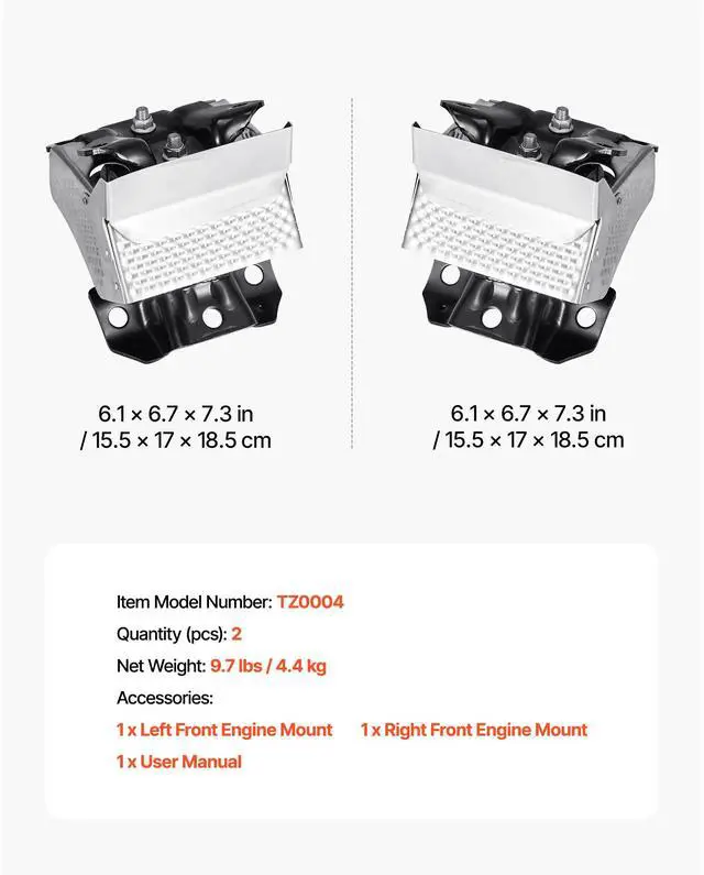 Alt view image 8 of 8 - VEVOR Engine Motor Mount Kit Replacement, Set of 2, Compatible with 20072013 Chevrolet Silverado 1500 5.3L V8, Replace OE# A5365, A5365, Secure Support, Left and Right Front Mounts
