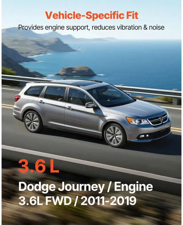 Alt view image 5 of 8 - VEVOR Engine Motor Mount and Transmission Mount Kit Replacement, Set of 4, Compatible with 20112019 Dodge Journey 3.6L FWD, Replace OE# A5551, A5443, A5632, A5543, Secure Support