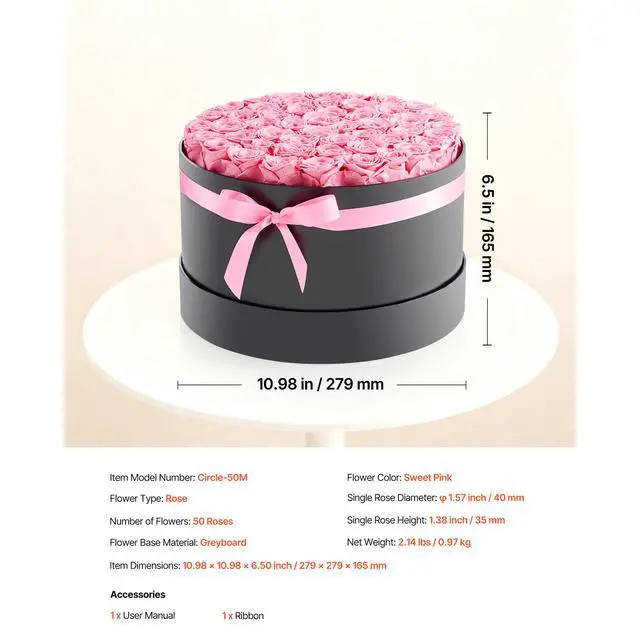 Alt view image 8 of 8 - VEVOR Forever Flowers, 50 Preserved Roses in a Box, Eternal Flowers Immortal Bouquet Birthday Present for Delivery Prime Women Her Wife Mothers, Anniversary, Valentine's Day,Christmas, Sweet Pink
