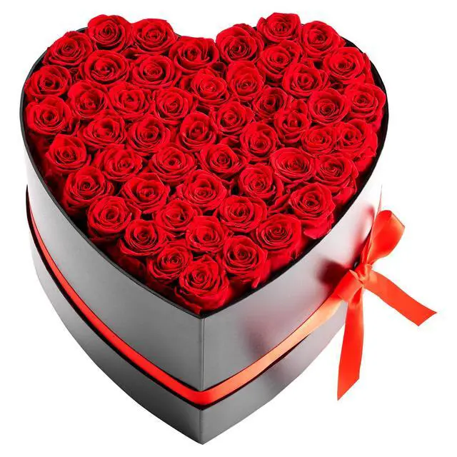 Alt view image 2 of 8 - VEVOR Forever Flowers, 50 Preserved Roses in a Heart Shape Box, Eternal Flowers Immortal Bouquet Birthday Present for Delivery Prime Women Her Wife Mothers, Anniversary, Valentine's Day,Christmas, Red