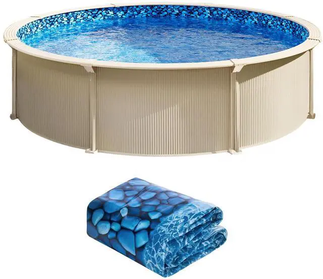 Main image of 8-ft Round Above Ground Pool Liner, Overlap Pool Liners, Standard Gauge Vinyl, 48-to-54inch Wall Height, Designed for Steel Sided Above-Ground Swimming Pools