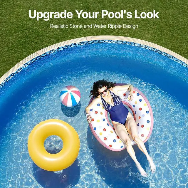 Alt view image 6 of 7 - 8-ft Round Above Ground Pool Liner, Overlap Pool Liners, Standard Gauge Vinyl, 48-to-54inch Wall Height, Designed for Steel Sided Above-Ground Swimming Pools