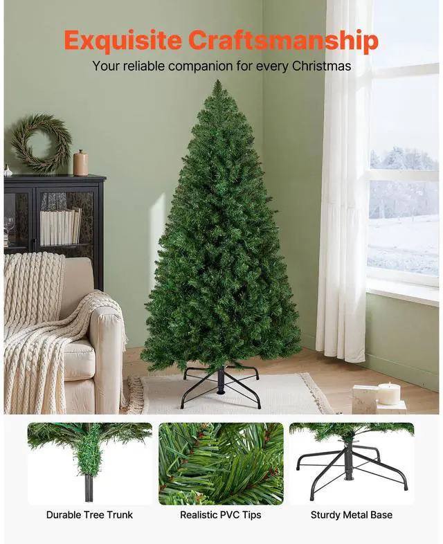 Alt view image 6 of 8 - VEVOR Christmas Tree, 4ft Prelit Artificial Xmas Tree, Full Holiday Decor Trees with 120 Warm White LED Lights, 8 Lighting Modes, 539 Branch Tips & Sturdy Metal Base for Home Party Office Decoration