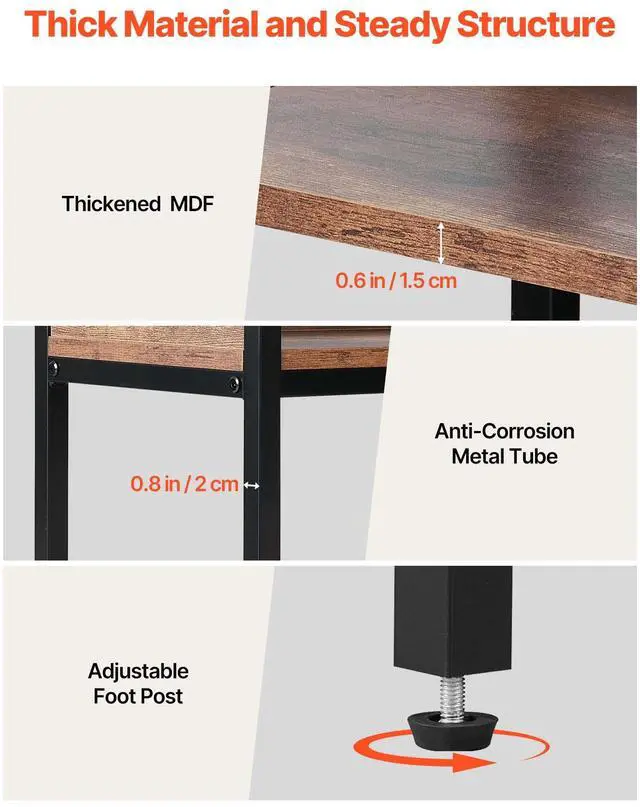 Alt view image 5 of 7 - 5 Tier Corner Bookshelf with 4 Hooks, 65.4" Tall Corner Bookcase with Heavy Duty Metal Frame & Wooden Shelves, Industrial L Shaped Corner Display Shelf for Bedroom, Living Room, Office