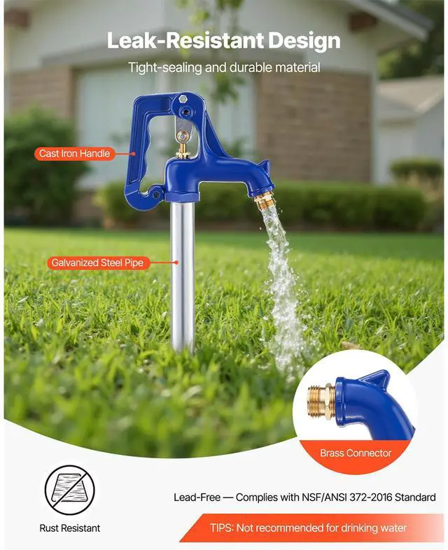 Alt view image 3 of 7 - Frost Proof Yard Hydrant, 4.2FT Freeze-Proof Outdoor Faucet with 24" Bury Depth, 3/4" NPT Pipe Connection & 3/4" NH Hose Coupling, No Lead Freezeless Hydrant for Yard Garden Farm Irrigation