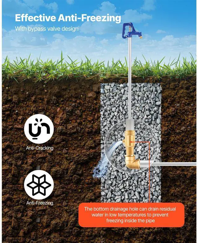 Alt view image 4 of 7 - Frost Proof Yard Hydrant, 4.2FT Freeze-Proof Outdoor Faucet with 24" Bury Depth, 3/4" NPT Pipe Connection & 3/4" NH Hose Coupling, No Lead Freezeless Hydrant for Yard Garden Farm Irrigation