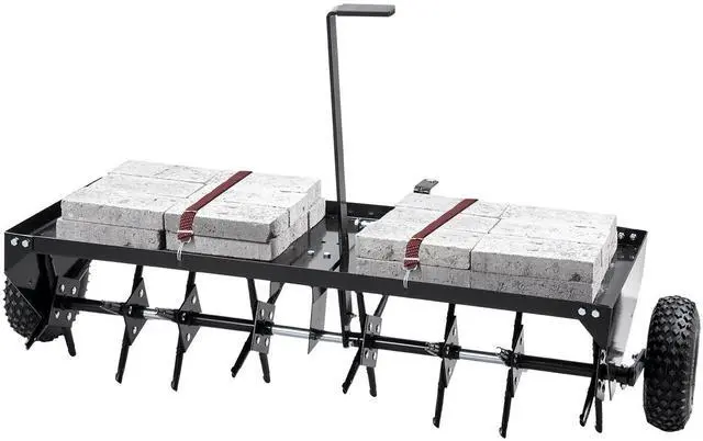 Alt view image 8 of 14 - VEVOR  Tow Behind Plug Aerator, 48-Inch Tow Behind Lawn Plug Aerator with Universal Hitch, Pull Behind Aerator with Iron Spikes Alternately Arranged, Lawn Aerator Tow Behind for Gardens, Lawns, Farms