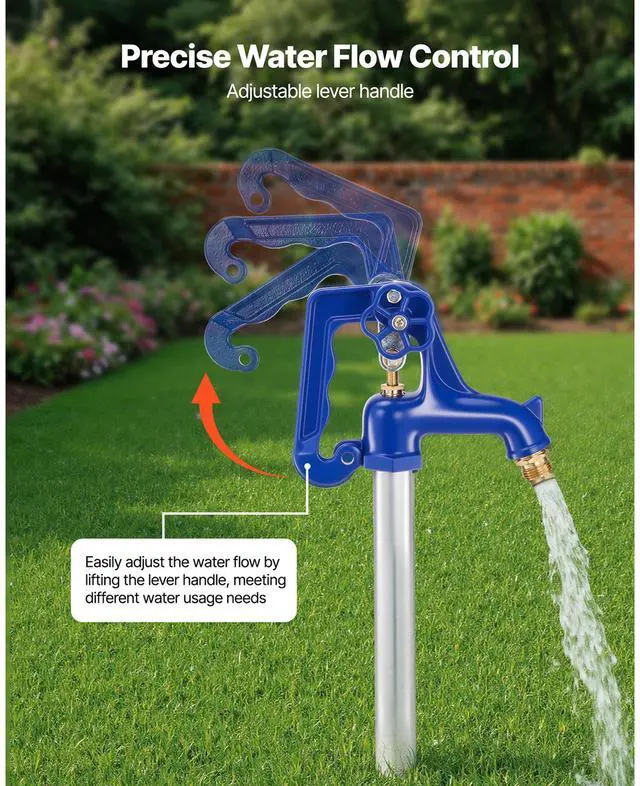 Alt view image 2 of 7 - Frost Proof Yard Hydrant, 5.24FT Freeze-Proof Outdoor Faucet with 36" Bury Depth, 3/4" NPT Pipe Connection, Lever Handle + Handwheel, No Lead Freezeless Hydrant for Yard Garden Farm Irrigation