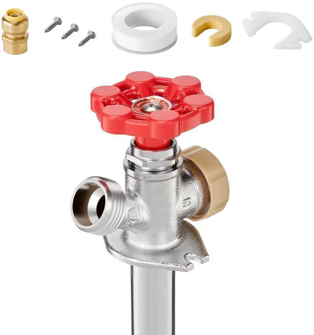 Alt view image 2 of 8 - VEVOR Anti-Siphon Frost-Proof Sillcock, 12" Freeze Proof Outdoor Faucet Bib with Backflow Preventer, 1/2" Push-to-Fit Connector X 3/4" Hose Bibb, No Lead Frost-free Spigot for PEX Copper CPVC Pipes