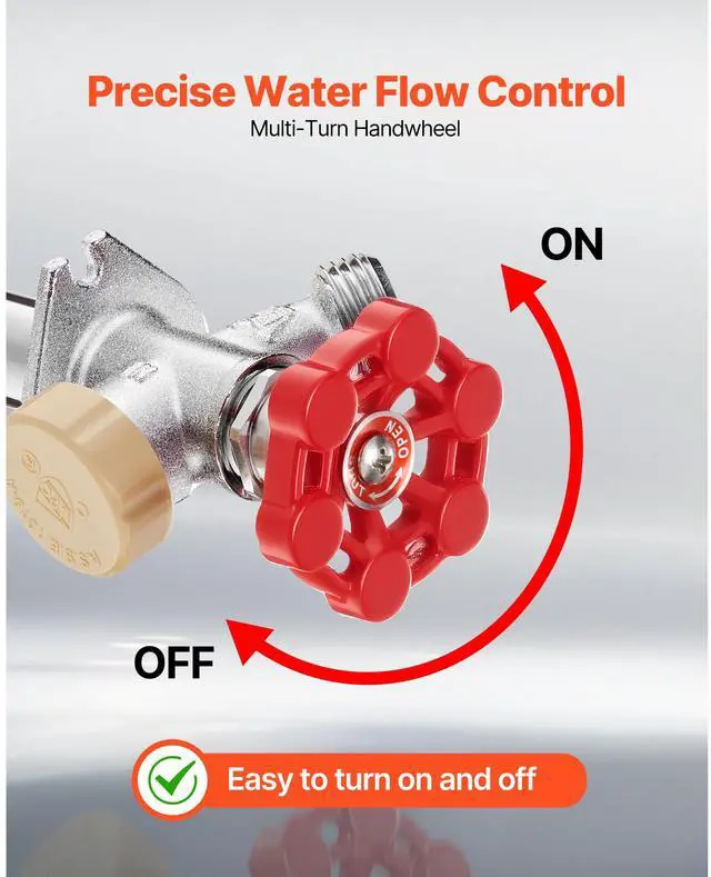 Alt view image 3 of 8 - VEVOR Anti-Siphon Frost-Proof Sillcock, 12" Freeze Proof Outdoor Faucet Bib with Backflow Preventer, 1/2" Push-to-Fit Connector X 3/4" Hose Bibb, No Lead Frost-free Spigot for PEX Copper CPVC Pipes