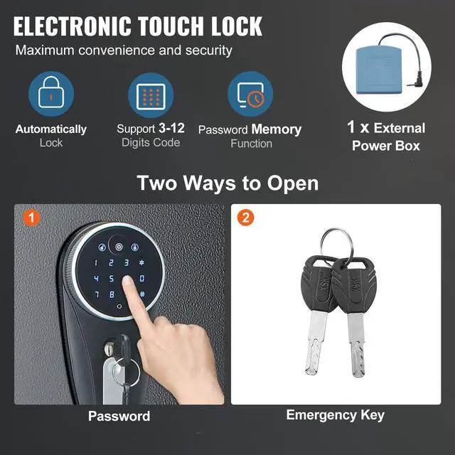 Alt view image 10 of 14 - VEVOR  5 Rifles Gun Safe, Rifle Safe with Digital Keypad & Lock, Gun Storage Cabinet with Built-in Storage Locker, Removable Storage Shelf for Home Long Gun and Pistols