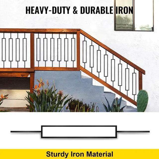 Alt view image 5 of 8 - VEVOR Deck Balusters, 10 Pack Metal Deck Spindles, 44\"x0.5\" Staircase Baluster with Screws, Iron Deck Railing for Wood and Composite Deck, Stylish Black Baluster for Outdoor Stair Deck Porch