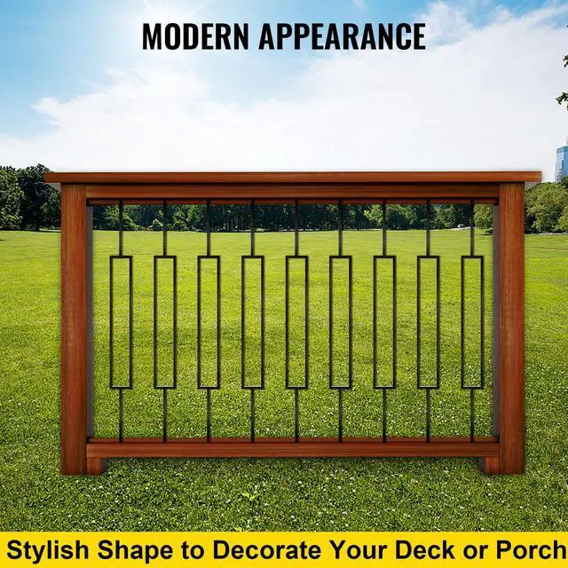 Alt view image 8 of 8 - VEVOR Deck Balusters, 10 Pack Metal Deck Spindles, 44\"x0.5\" Staircase Baluster with Screws, Iron Deck Railing for Wood and Composite Deck, Stylish Black Baluster for Outdoor Stair Deck Porch