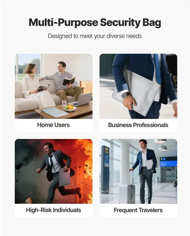 Alt view image 7 of 8 - VEVOR Fireproof Document Bag, 2192  Heat Insulated Fireproof & Waterproof Bag with  Smooth Zipper, Portable File Storage Organizer Home Office Travel Use, for Passports, Important Documents, Files