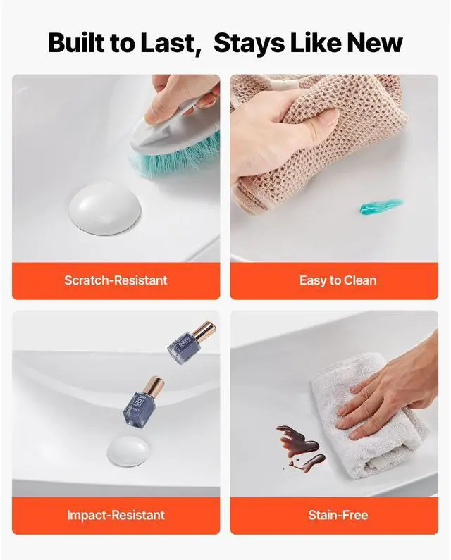 Alt view image 7 of 8 - VEVOR Semi Recessed Bathroom Sink, 19.29 x 12.01 Inch Rectangular White Ceramic Vessel Sink with 1-3/4 Inch Drain Hole, Drop in Modern Lavatory Vanity Bath Wash Bowl Basin, Rectangle for Small Space