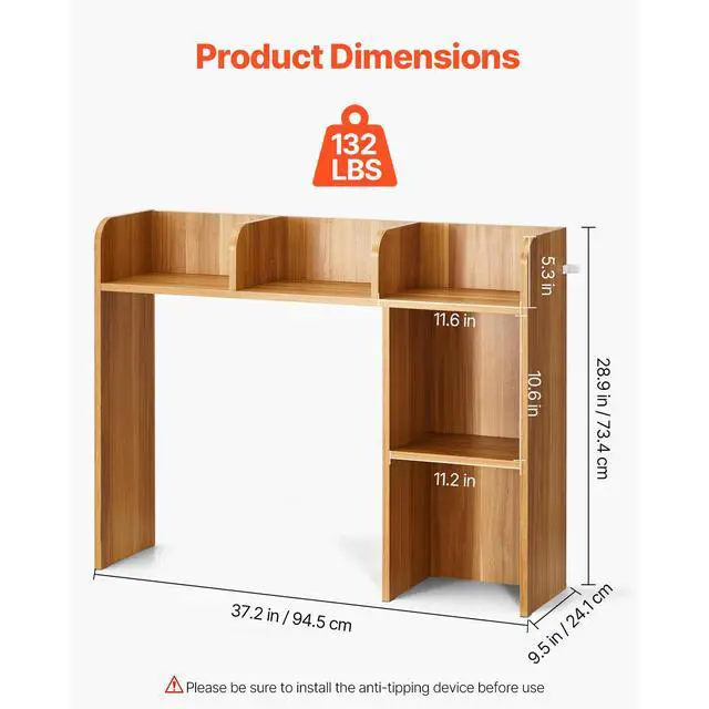 Alt view image 10 of 14 - VEVOR Desktop Bookshelf Wood Desktop Storage Organizer 2-Tier for Office & Home
