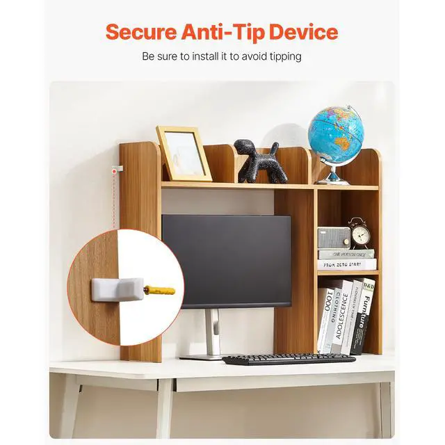 Alt view image 13 of 14 - VEVOR Desktop Bookshelf Wood Desktop Storage Organizer 2-Tier for Office & Home