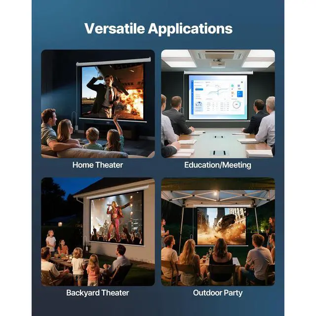 Alt view image 7 of 8 - VEVOR Motorized Projector Screen, 72 inch 4:3 1080 HD Electric Projection Screen, Wall Mounted Projection Dispaly Projector with Remote Control, Automatic Movie Screen for Family Home Office Theater