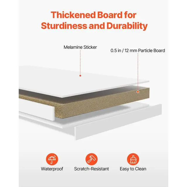 Alt view image 5 of 8 - VEVOR Desktop Bookshelf, 3-Tier Desktop Storage Organizer, 37" x 10" x 31.1" Office Storage Rack Wood Display Shelf, Desktop Bookshelf Hutch with Two Fabric Drawers, for Office, Home & Dorm, White